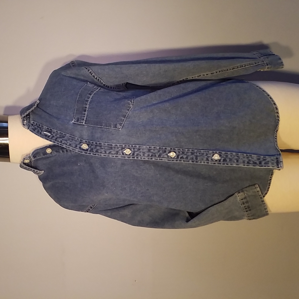GAP DENIM SHIRT Long Sleeve Button Classic Blue Heavy weight Size XL (12)